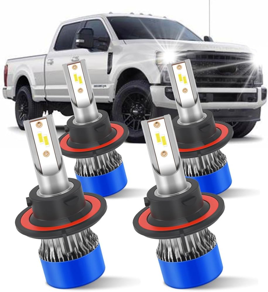 LSLIGHT LED headlight bulbs pack front view displaying blue cooling base.