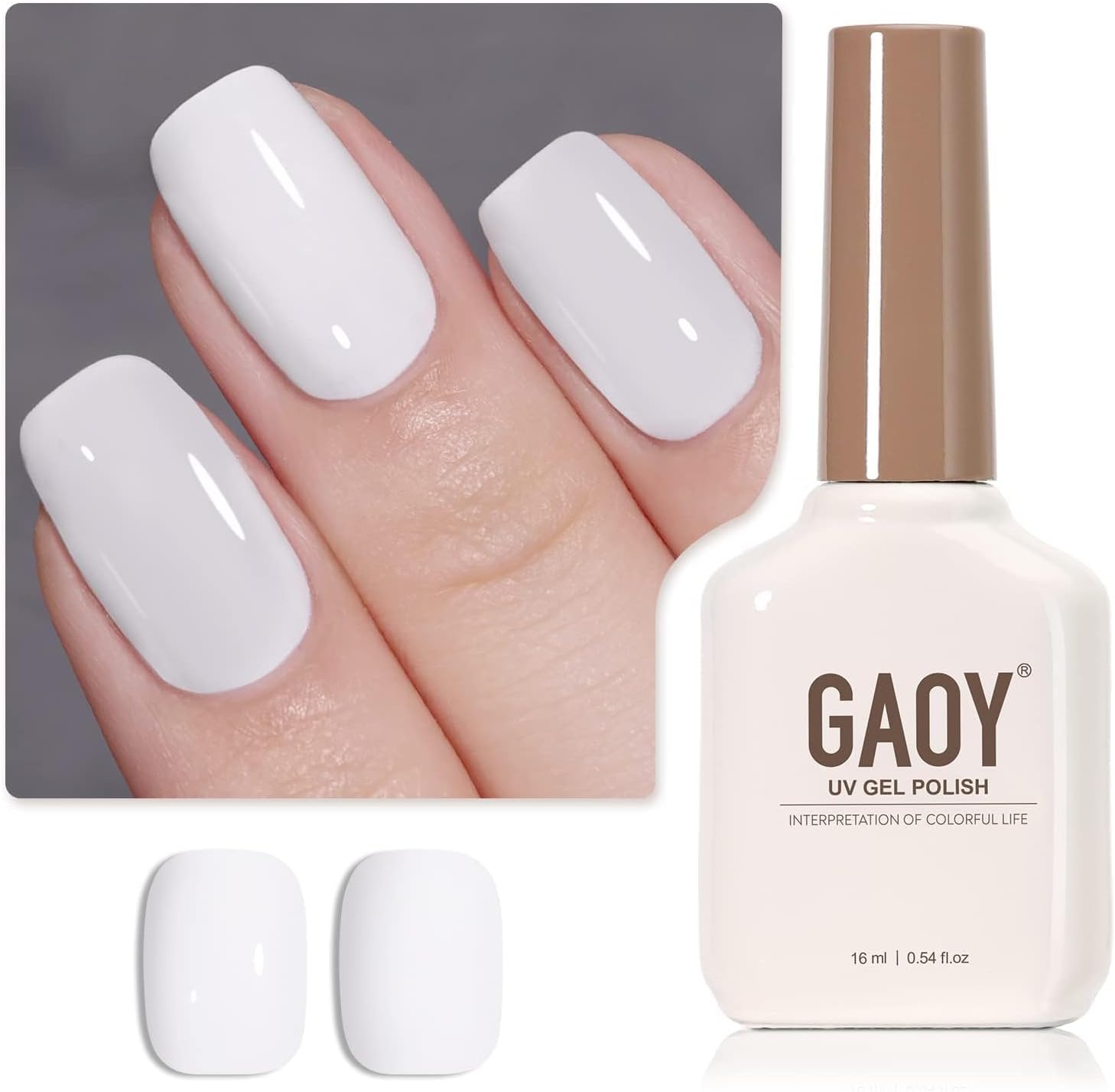 GAOY White Gel Nail Polish, 16ml Color 1002 Soak Off UV Light Cure Gel Polish for French Tips Nail Art DIY Manicure at Home - Image 1