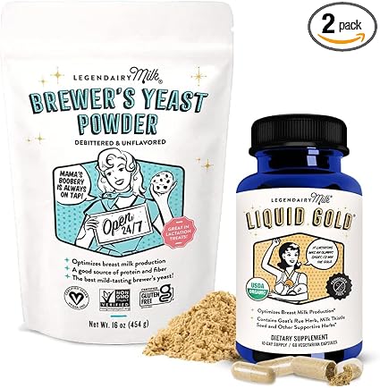 Legendairy Milk Liquid Gold and Brewers Yeast bundle front view authentic lactation supplements