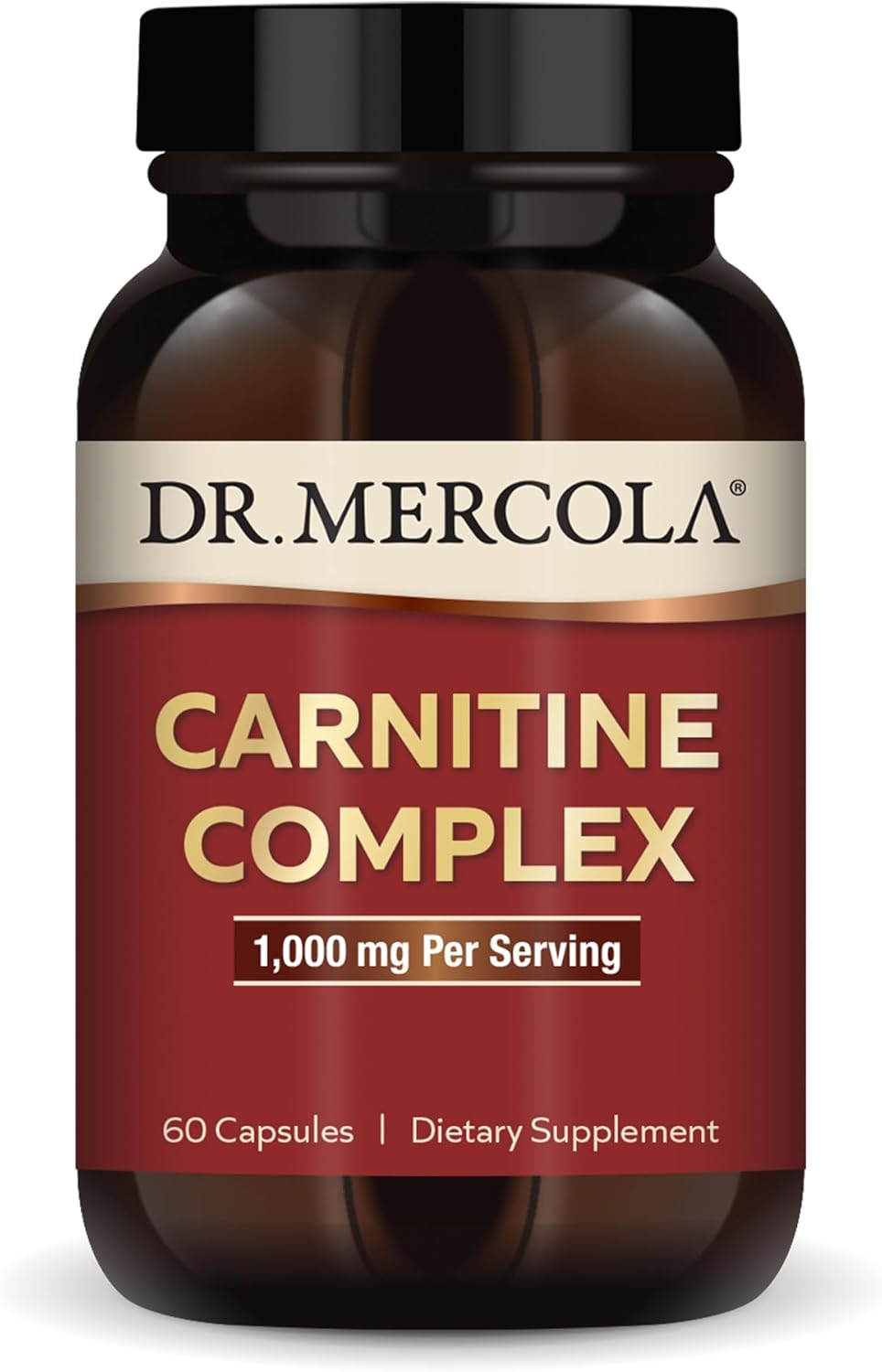 Dr. Mercola Carnitine Complex - Supports Cellular Energy & Brain Function - L-Carnitine & Acetyl-L-Carnitine Blend - Non-GMO - Gluten-Free - 60 Capsules - Image 1