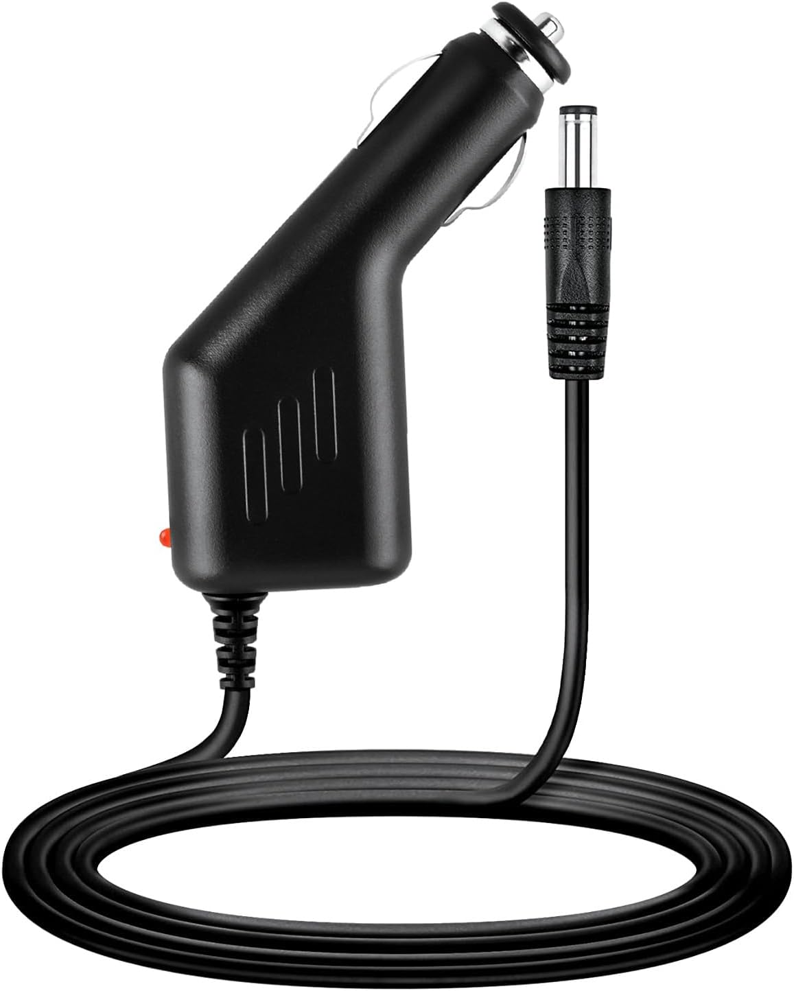 Guy-Tech DC adapter front view of car charger plug and cable.
