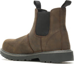 Wolverine work boot toe cap and leather texture close up