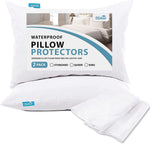 Biloban pillow protector front view in white queen size