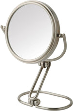 JERDON 5.5" Tabletop Makeup Mirror - 10X Magnification - Nickel - MC450N | Folding Compact for Travel, 1X Reverse Side, 10" Open Height - Image 10