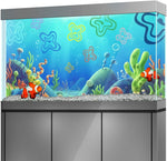 Small reptile terrarium setup featuring the high definition LYYAB underwater cartoon background sticker for enhanced depth.