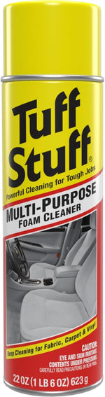 Tuff Stuff Multi Purpose Foam Cleaner 22 Ounce front view showing the iconic yellow aerosol spray can for deep cleaning car interiors.