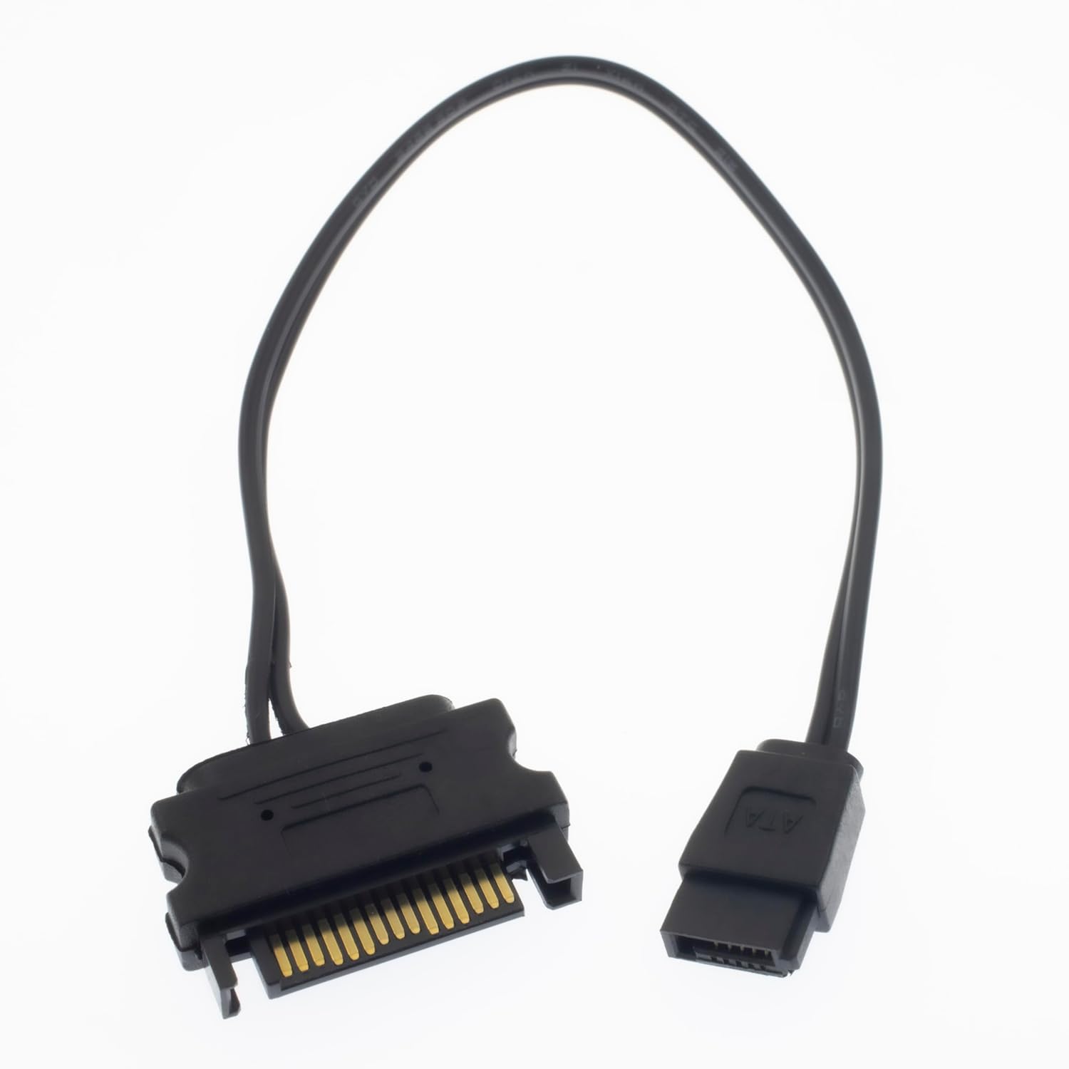 YiKaiEn SATA 15 pin to 6 pin slimline power adapter cable front view showing connectors.