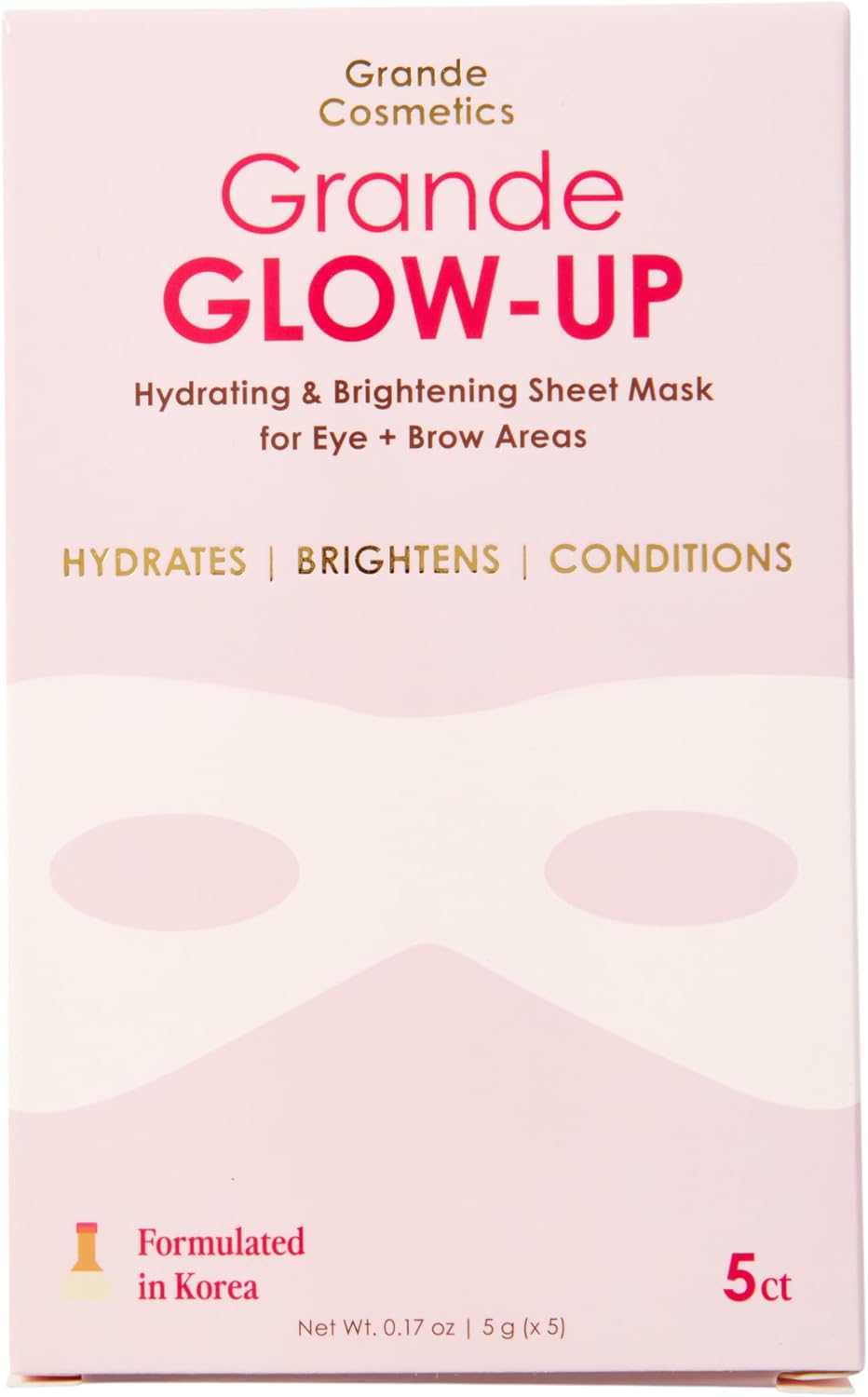 Grande Cosmetics GrandeGLOW Up Eye And Brow Sheet Mask Set front view packaging