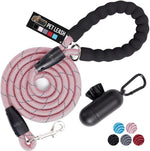 Gorilla Grip heavy duty dog leash pink front view on white background
