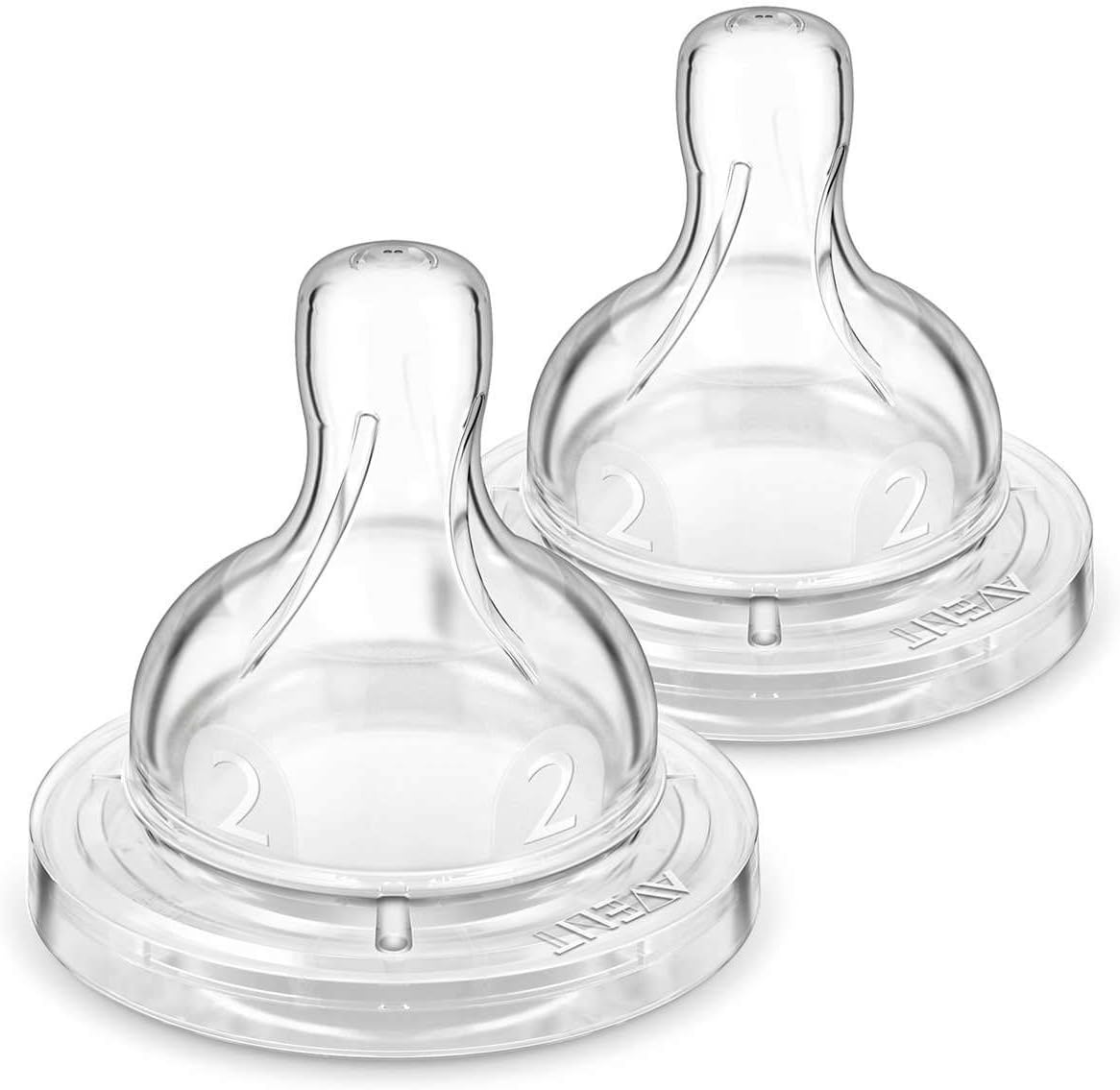 Philips Avent Anti-Colic Nipple | 1m+ Flow | Newborn Baby Bottle Teat | BPA Free | Pack of 2 | Suitable for All Philips Avent Anti-Colic Classic Feeding Bottles | SCY762/02 - Image 1