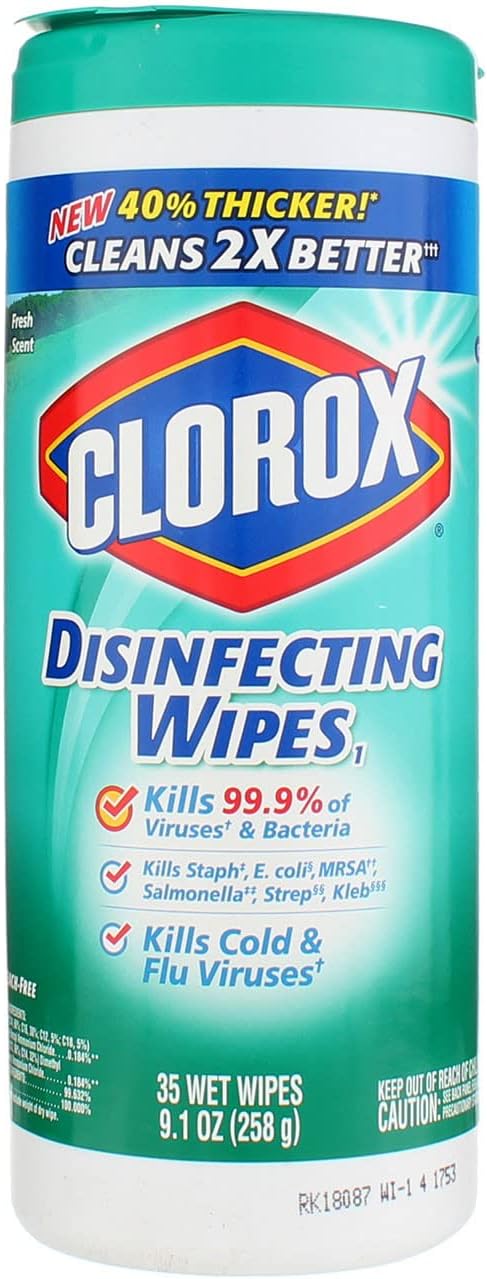 Clorox disinfecting wet wipes front view canister packaging