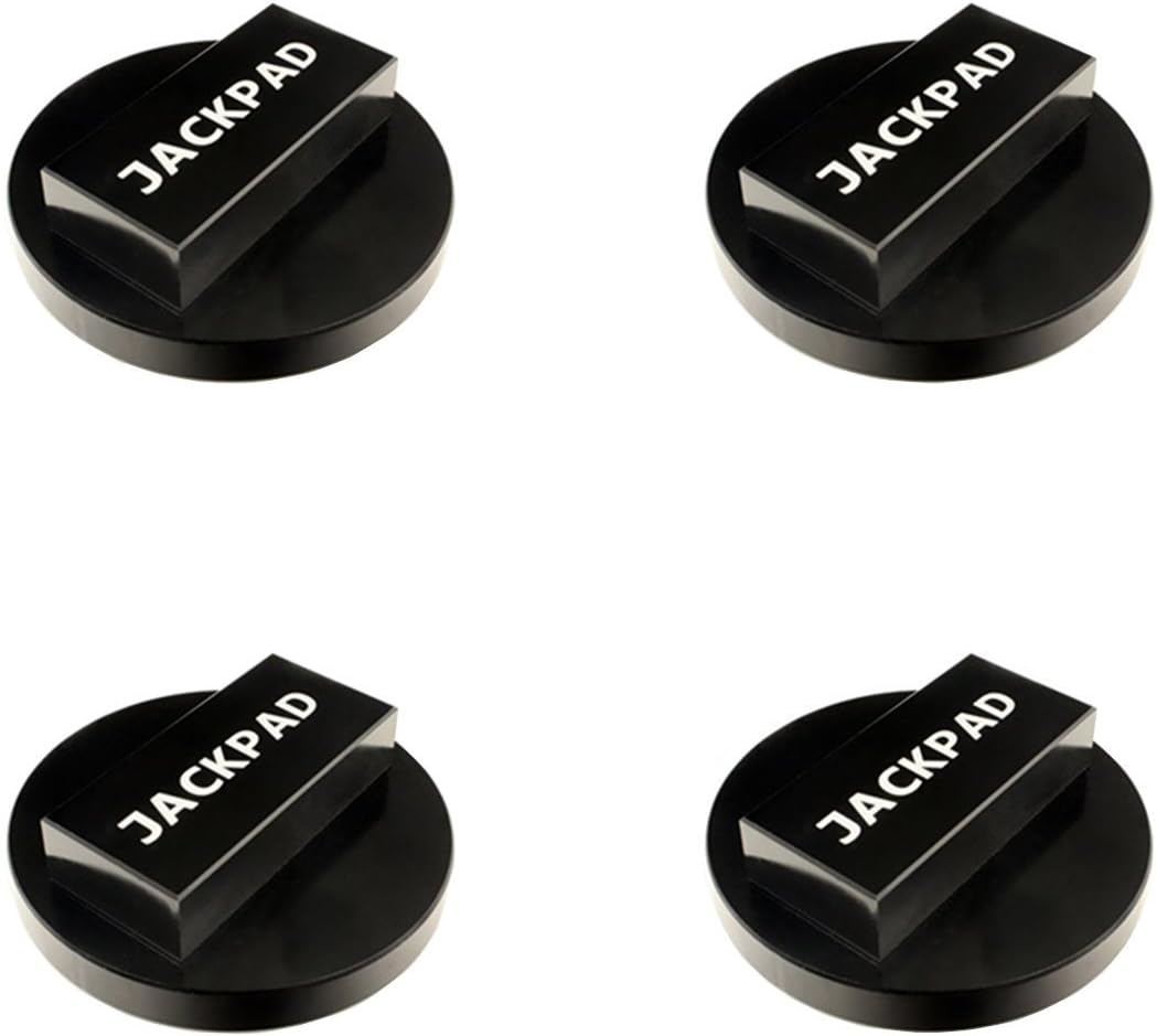 Close up of imUfer aluminum jack pad adapter compatibility details