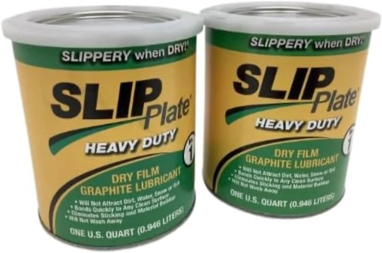 Precision Brand Slip Plate Number 1 dry graphite lubricant quart cans front view showcasing heavy duty anti friction product packaging.