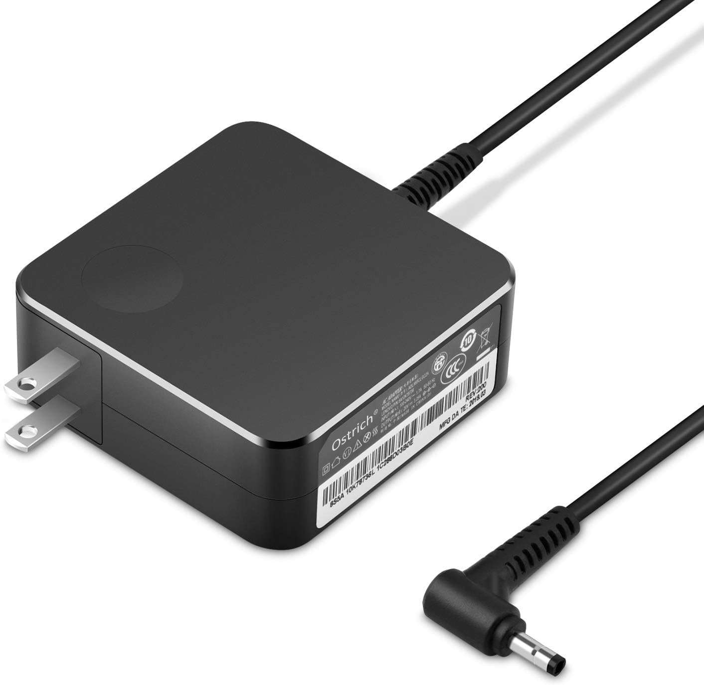 Nehemiahtt Ostrich Lenovo laptop charger front view showing the power brick and heavy duty power cord.