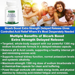 BioWisdom Bicarb Boost 1300mg supplement facts label showing extra strength ingredients and clean nutritional profile