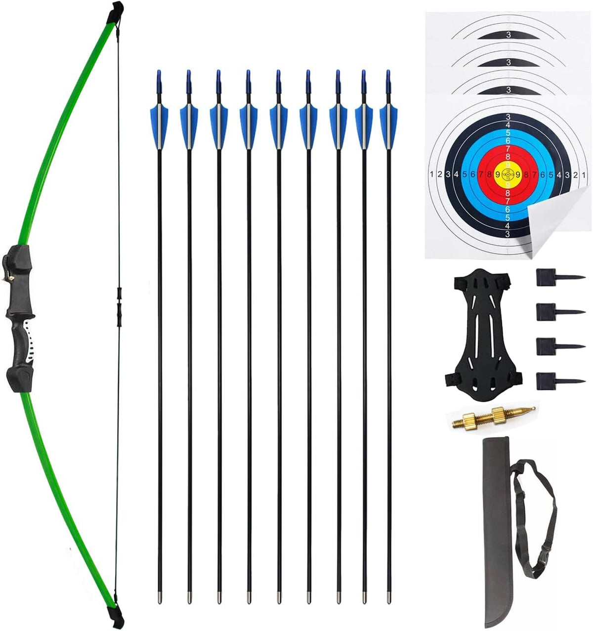 45" Youth Bow and Arrows Set for Kids 8-12 Teens Recurve Archery Beginner Gift Longbow Kit, Outdoor Hunting Play Gift, 9 Arrows, 4 Target Face for Backyard Game Age 12-14 14-16 - Image 11