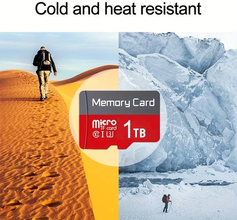 Waterproof and shockproof 1 Terabyte memory card layout for drones and cameras