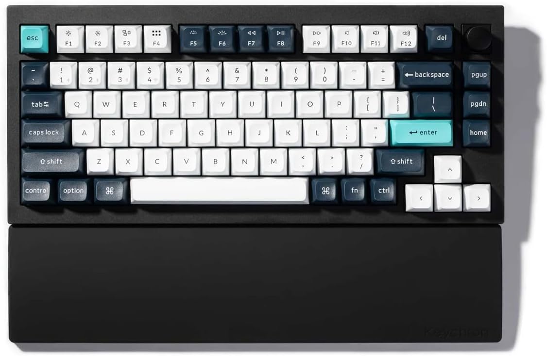 Keychron Silicone Wrist & Palm Rest, 12.89" Length - Supports 75% Compact Keyboard Series V1/V2/Q1/Q2/Q9 & Lemokey P1 (Pro/Max/HE) - Anti-Slip Base - Smooth & Washable - Black - Image 1