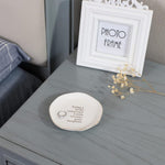 Close up view of the sentimental quote printed on the ceramic tray