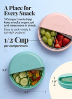 Melii toddler snack container filled with different dry snacks