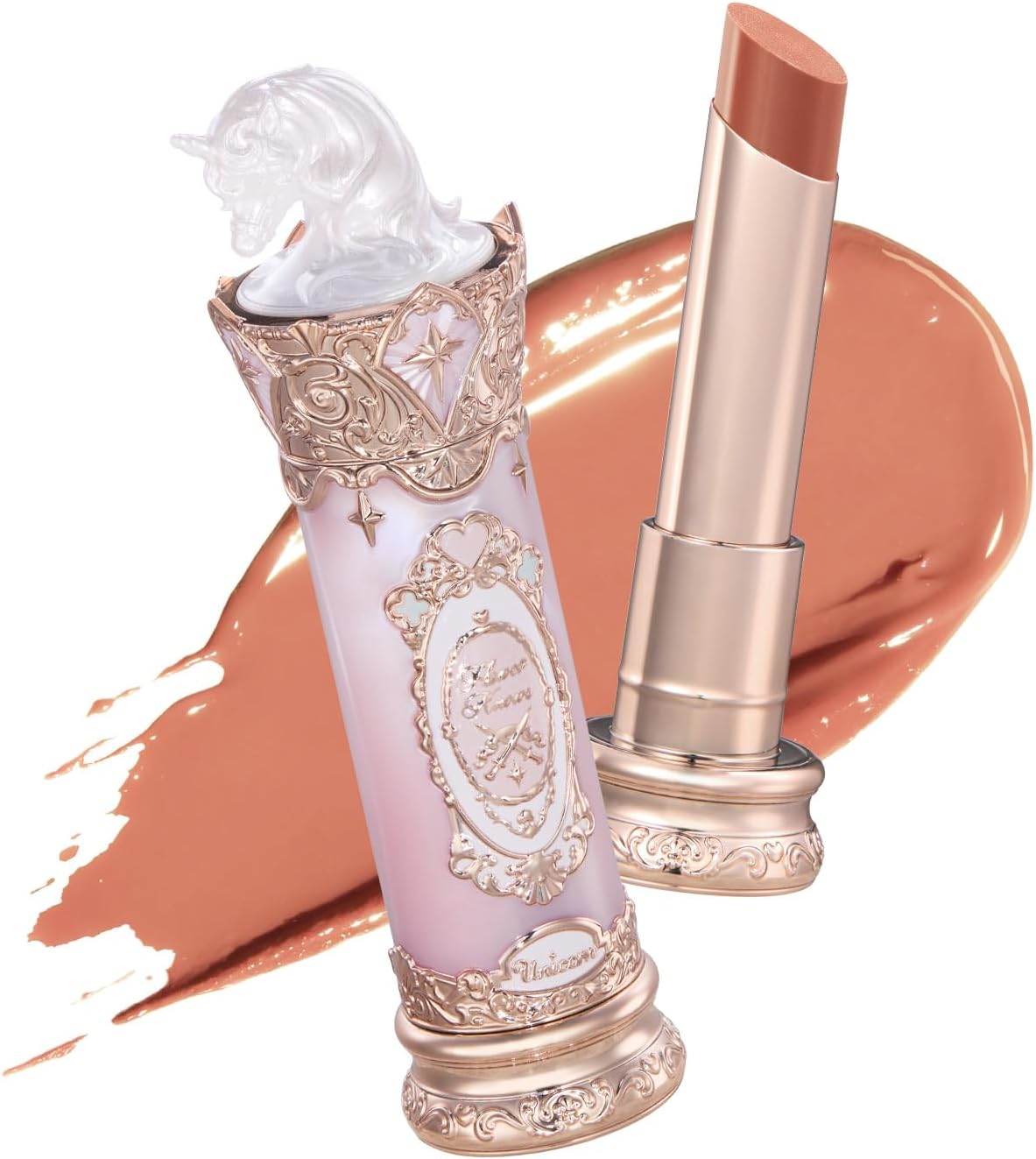 Flower Knows Knight Unicorn Glazed Lipstick, Muted Taupe Nude, Balm-Infused Hydrating Serum Formula, Sheer Glossy Finish, Vegan, 0.12 oz (U02 Coronation) - Image 1
