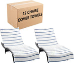Arkwright Las Rayas Chaise Lounge Cover Towel with Pocket - Pack of 2 - Striped 100% Cotton Cabana Cover for Beach Pool Outdoor Chairs, 30 x 85 in, White/Beige - Image 13