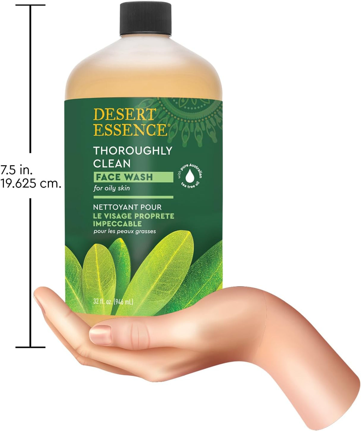 Desert Essence Thoroughly Clean Face Wash natural tea tree ingredients graphic