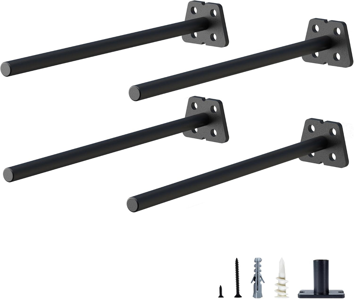 NEODROP 6-Pack 4 Inch Hidden Floating Shelf Bracket, Heavy Duty Blind Shelf Support Hardware | Invisible Wall Brackets for Kitchen, Fireplace Mantel Wood Shelves | Black Powder Coated Solid Steel - Image 9
