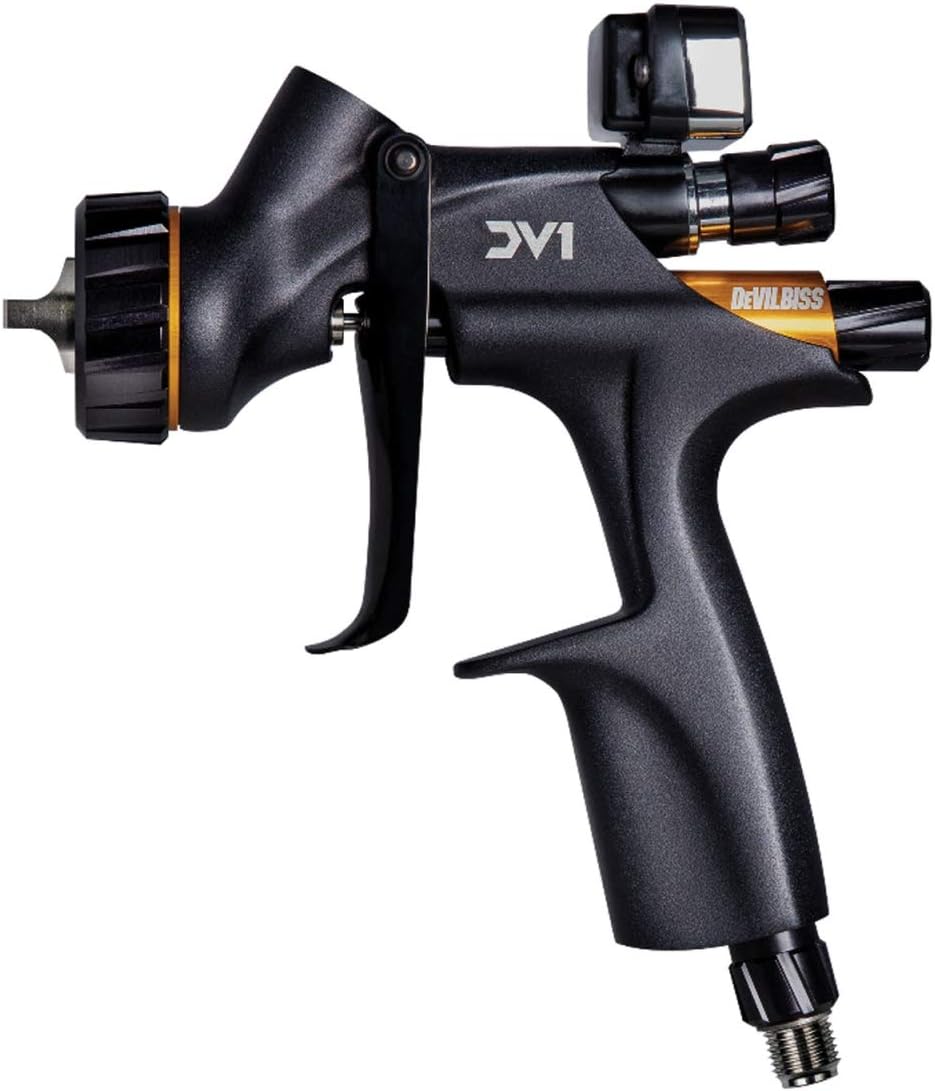 DeVilbiss DV1 clear coat gun front view professional automotive spray tool