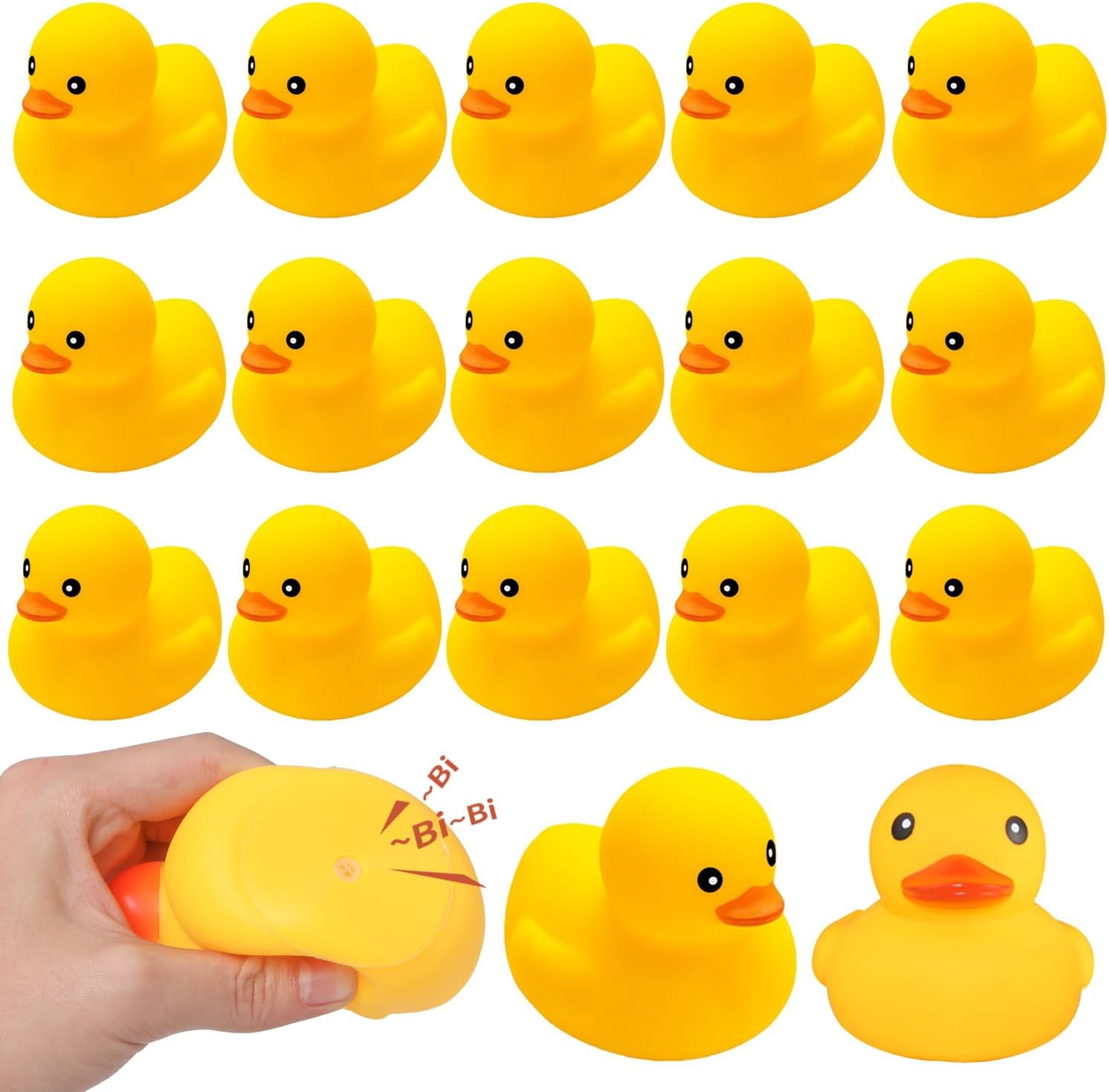 Ensbelei yellow rubber ducks bath toys 20 pack front view showcasing multiple classic squeaky duckies neatly arranged