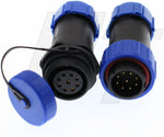 HangTon HE21 9 Pin Waterproof Connector front view showing male plug and female socket