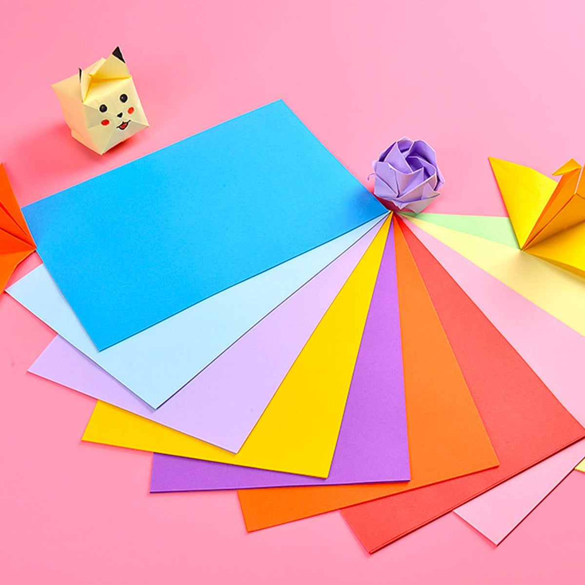 Handmade origami lotus flowers folded using Lainrrew colored sheets