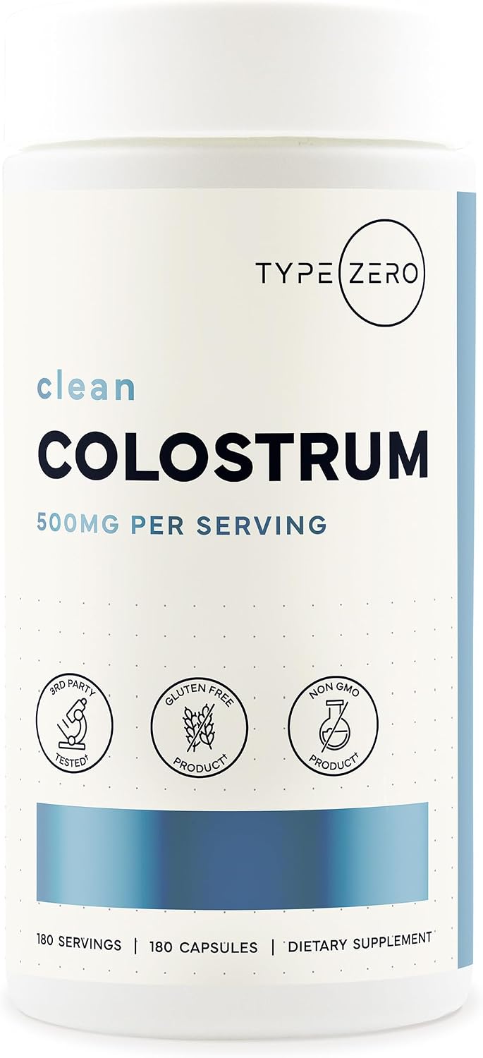 Type Zero colostrum supplement front view bottle packaging