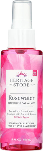 Heritage Store rosewater atomizer front view bottle packaging