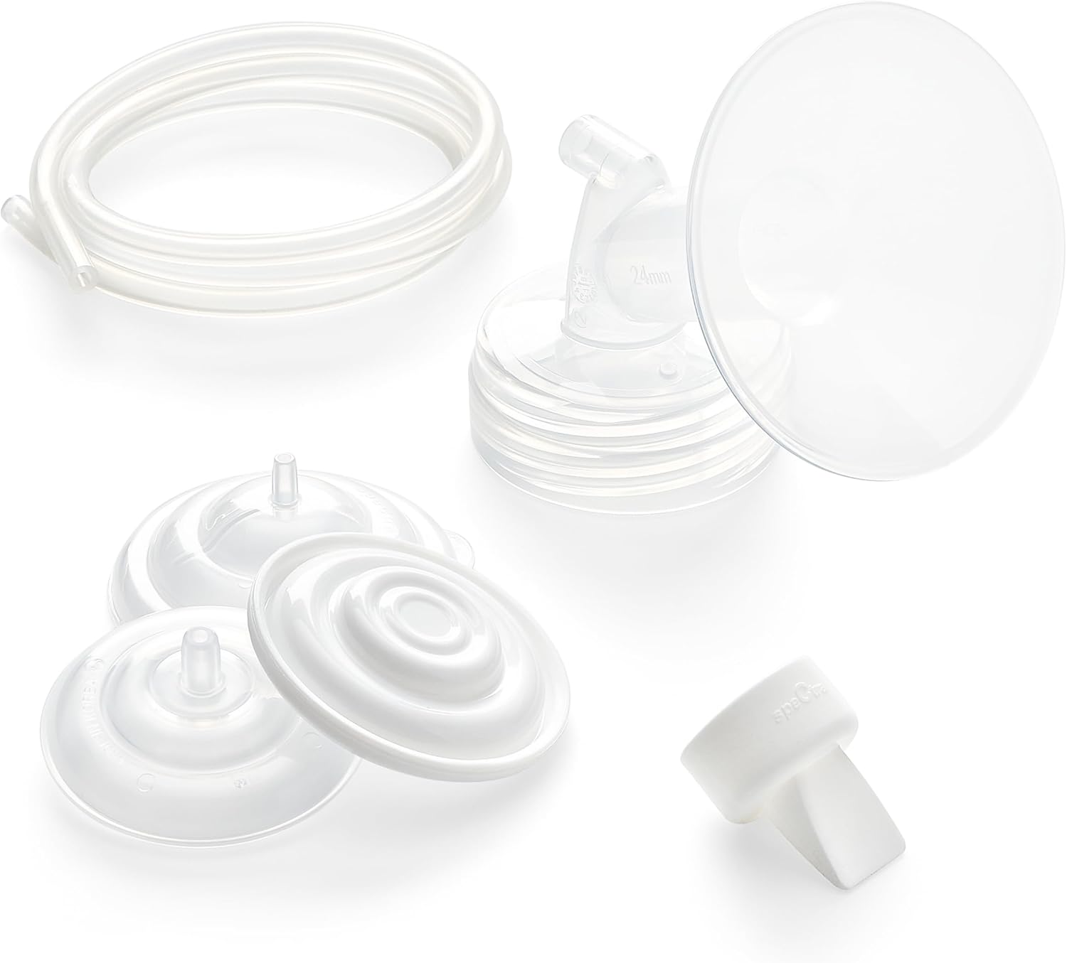 Spectra Baby USA - Authentic Breast Flange Set, Wide Neck Breastshield Set - (Medium / 24mm) - Replacement Parts for 9 Plus, S2, S1, M1 Breast Pumps, BPA/DEHP Free - Image 1