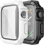Adepoy 2 Pack Rugged Case Compatible for Apple Watch 45mm Series 9/8/7 with Tempered Glass Screen Protector, Military All Around Hard TPU Protective Cover Case Shockproof Bumper for iWatch Men 45mm - Image 14