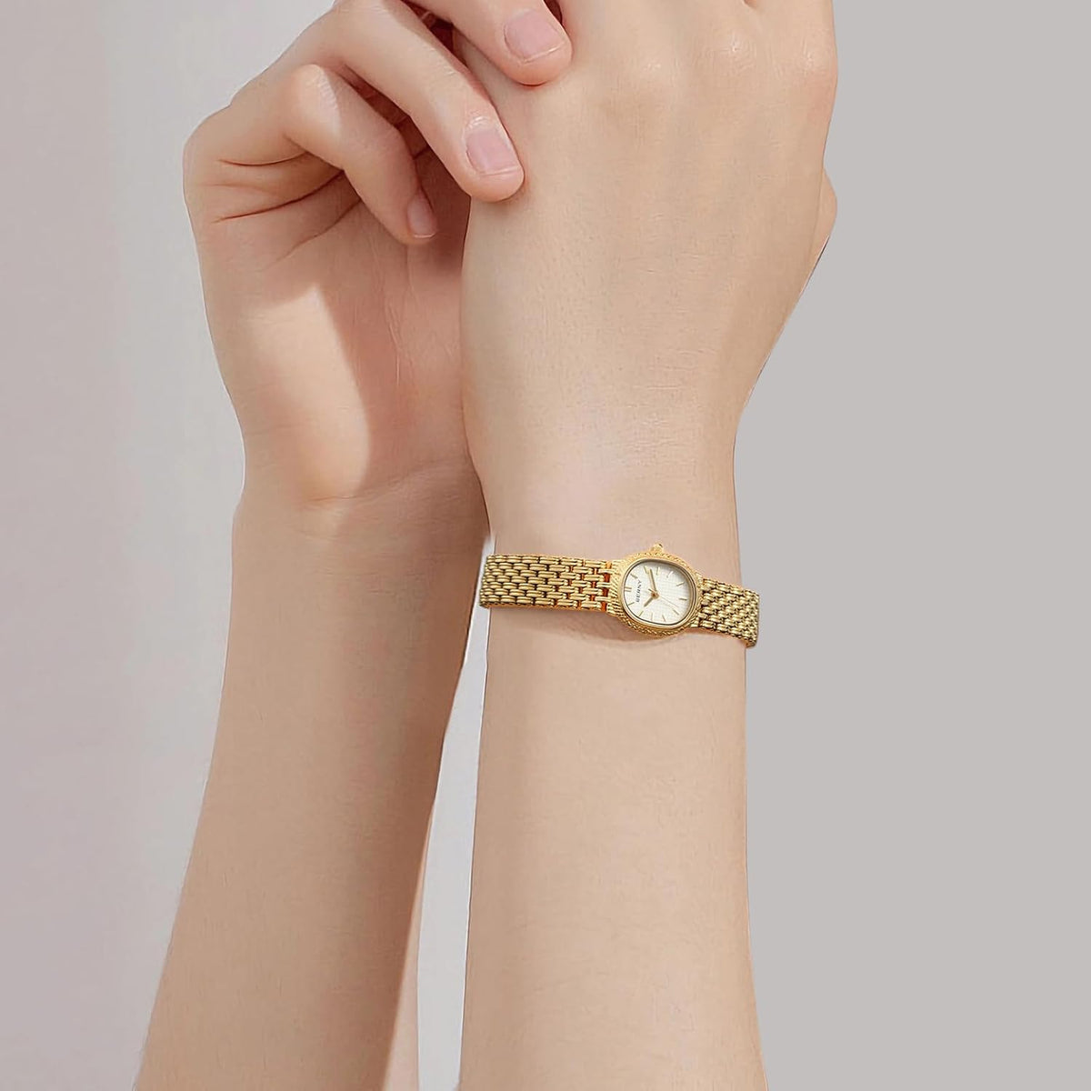 BERNY Vintage Gold Watch for Women, Small Oval Quartz Wrist Watch with Tool | 3ATM Waterproof, Dainty Ladies' Bracelet Style, Japanese Quartz Movement, Great Gift for Her, Resizing Tool Included - Image 9