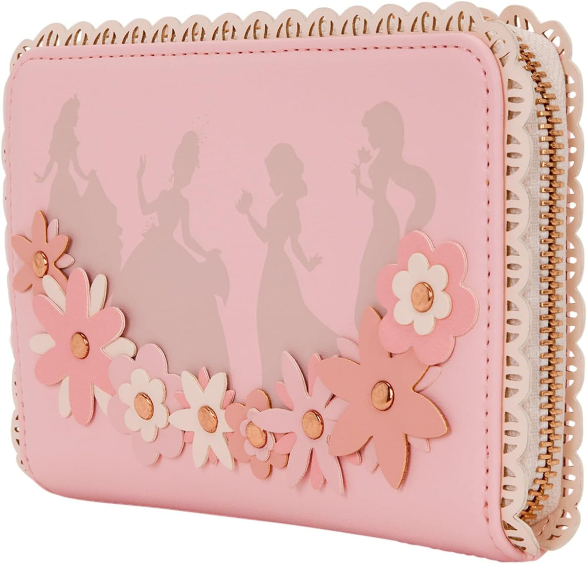Loungefly Disney Princess Stained Glass Zip Around Wallet back view with detailed texture