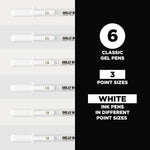 Sakura Gelly Roll white pens assorted tips display