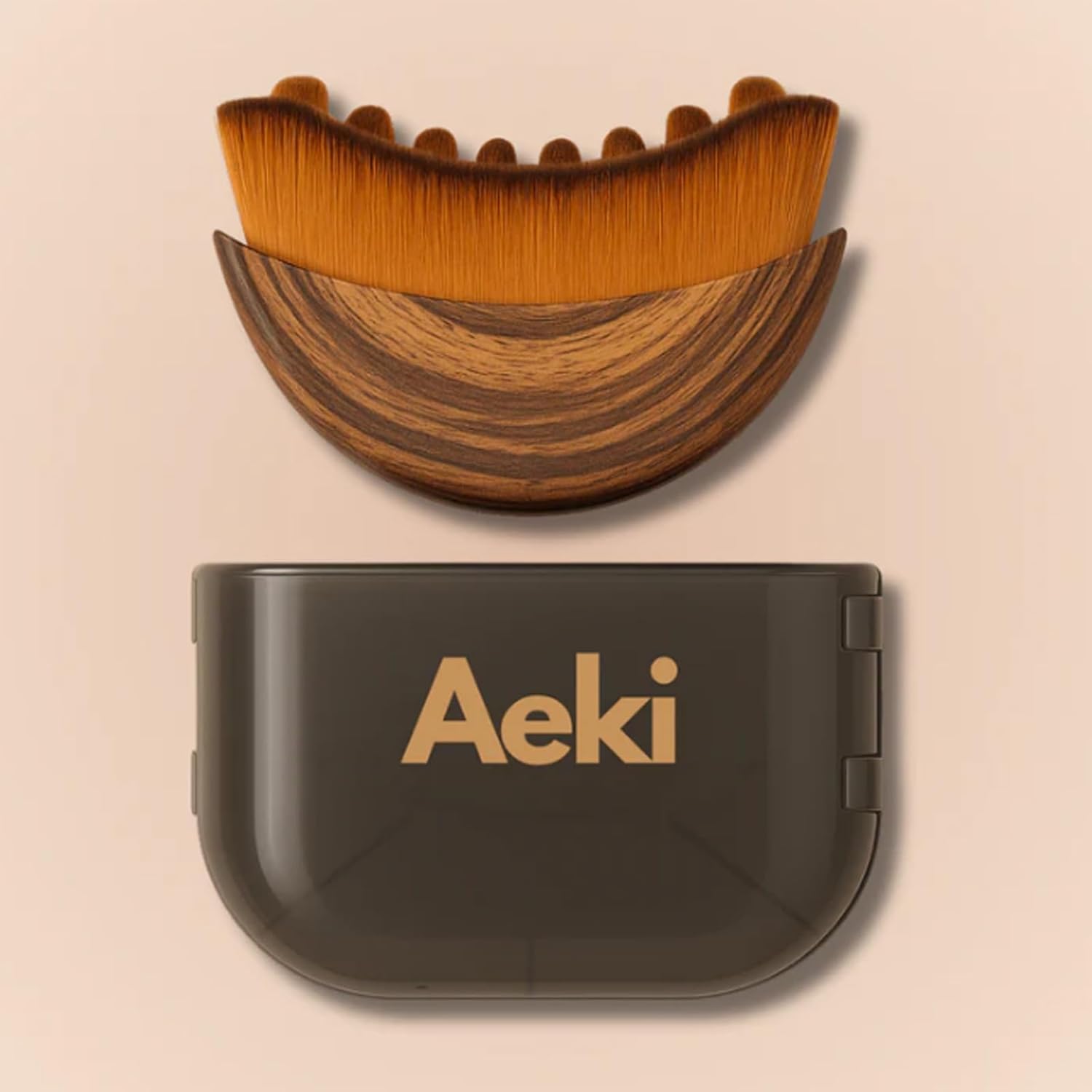 Aeki Lymphatic Contour Face Brush front view highlighting the unique contoured shape for jawline sculpting