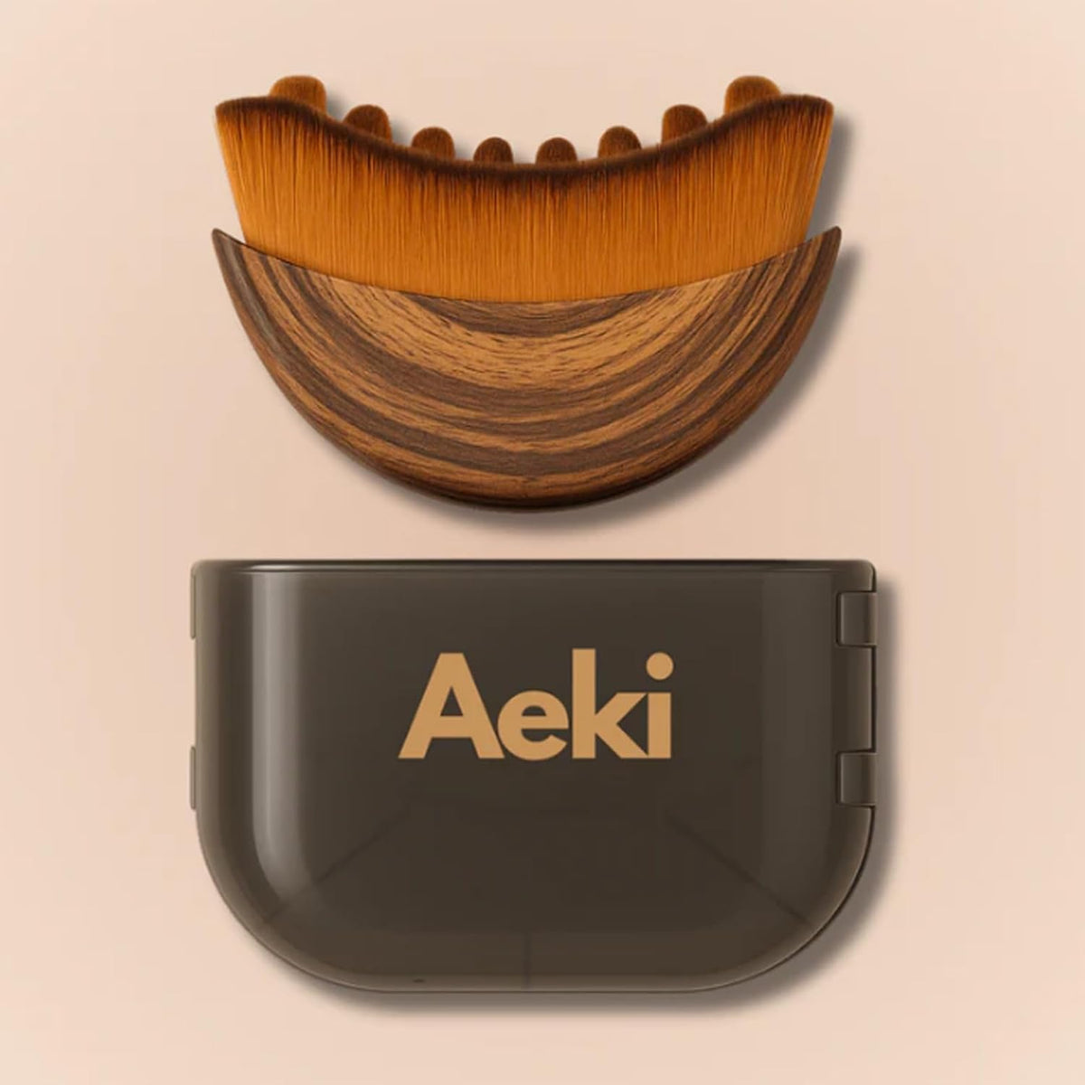 Aeki Lymphatic Contour Face Brush front view highlighting the unique contoured shape for jawline sculpting