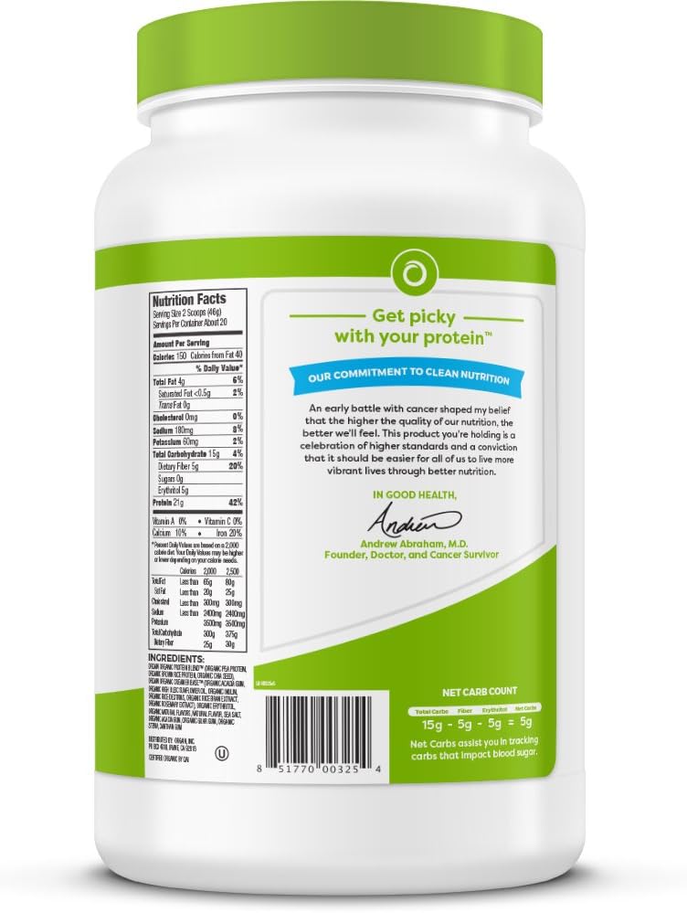 Orgain Organic Plant Based Protein Powder, Vanilla Bean - Vegan, Low Net Carbs, Non Dairy, Gluten Free, Lactose Free, No Sugar Added, Soy Free, Kosher, Non-GMO, 2.03 Pound - Image 15