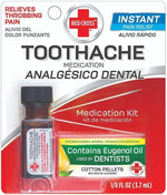 First aid toothache medicine kit for emergency oral pain management.
