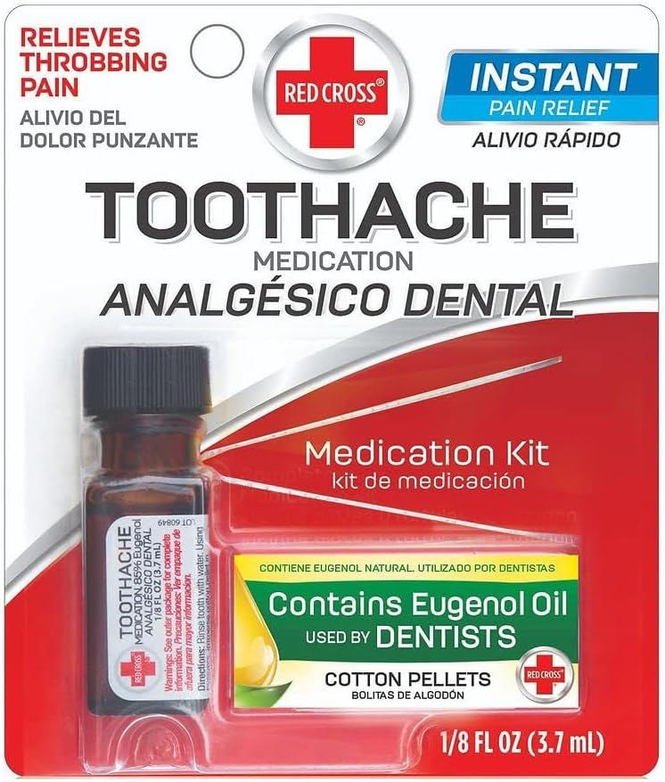 First aid toothache medicine kit for emergency oral pain management.