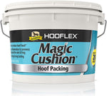 Absorbine Hooflex Magic Cushion tub side panel listing active ingredients like turpentine and iodine for hoof relief