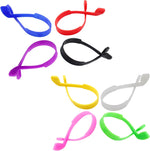 Kids wearing colorful silicone eyeglasses retainers during activity