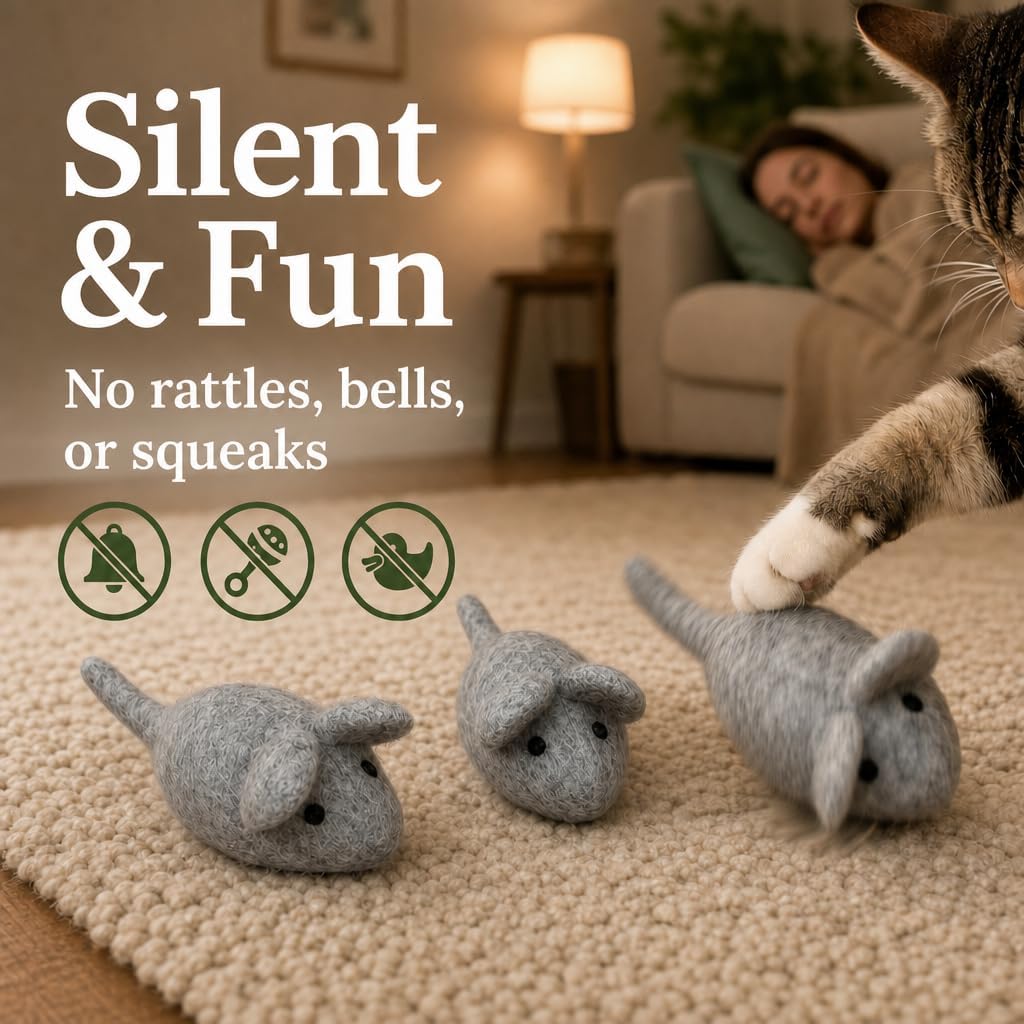 Earthtone Solutions durable sheep wool cat toys for indoor nighttime play