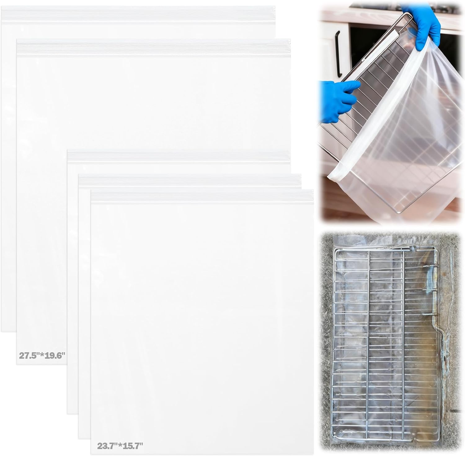 Xangnier 5 Pack No Scrub Oven Rack Cleaning Bags front view