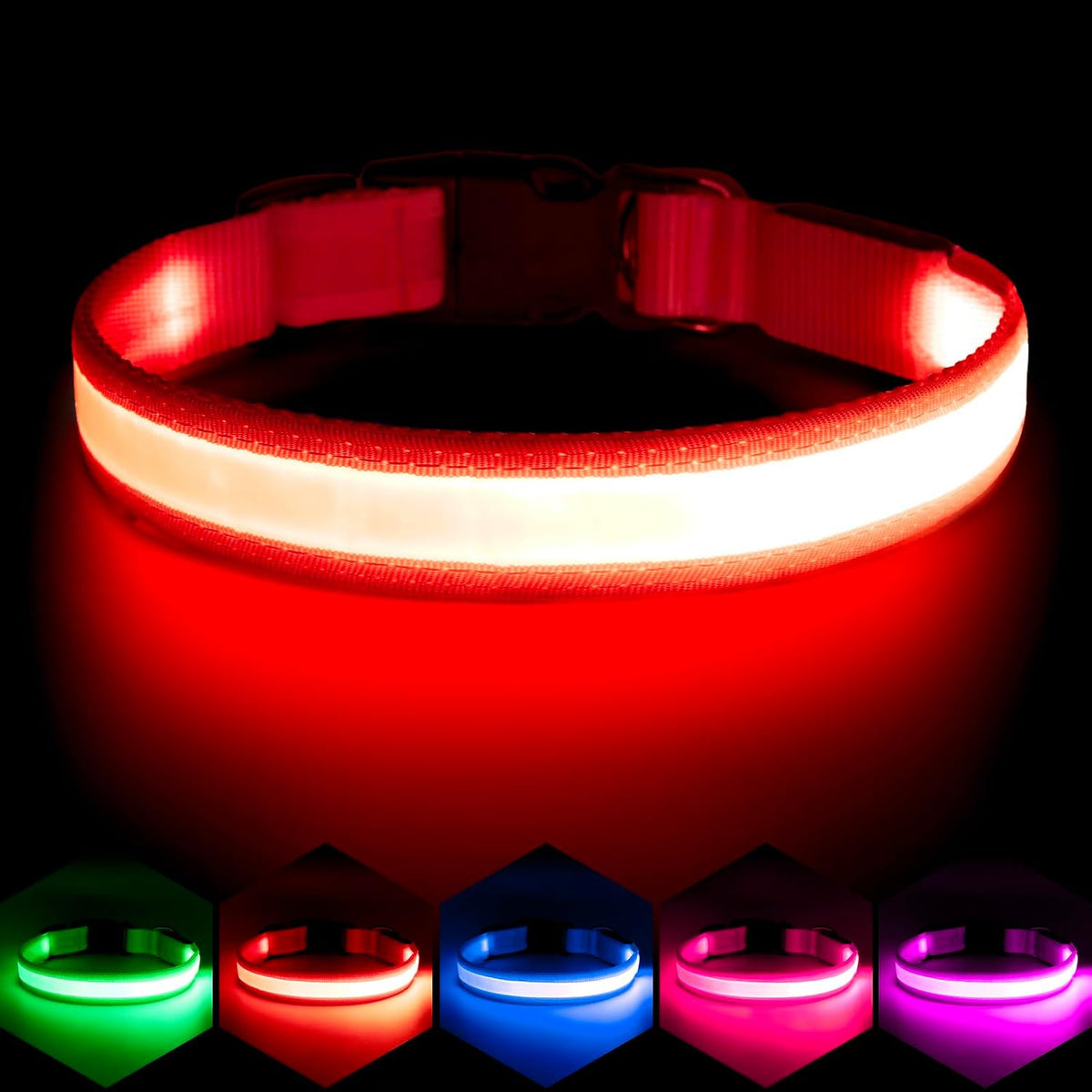 Vizpet LED Dog Collar, Light Up Dog Collar Adjustable USB Rechargeable Super Bright Safety Light Glowing Collars for Dogs(Medium,Orange) - Image 15