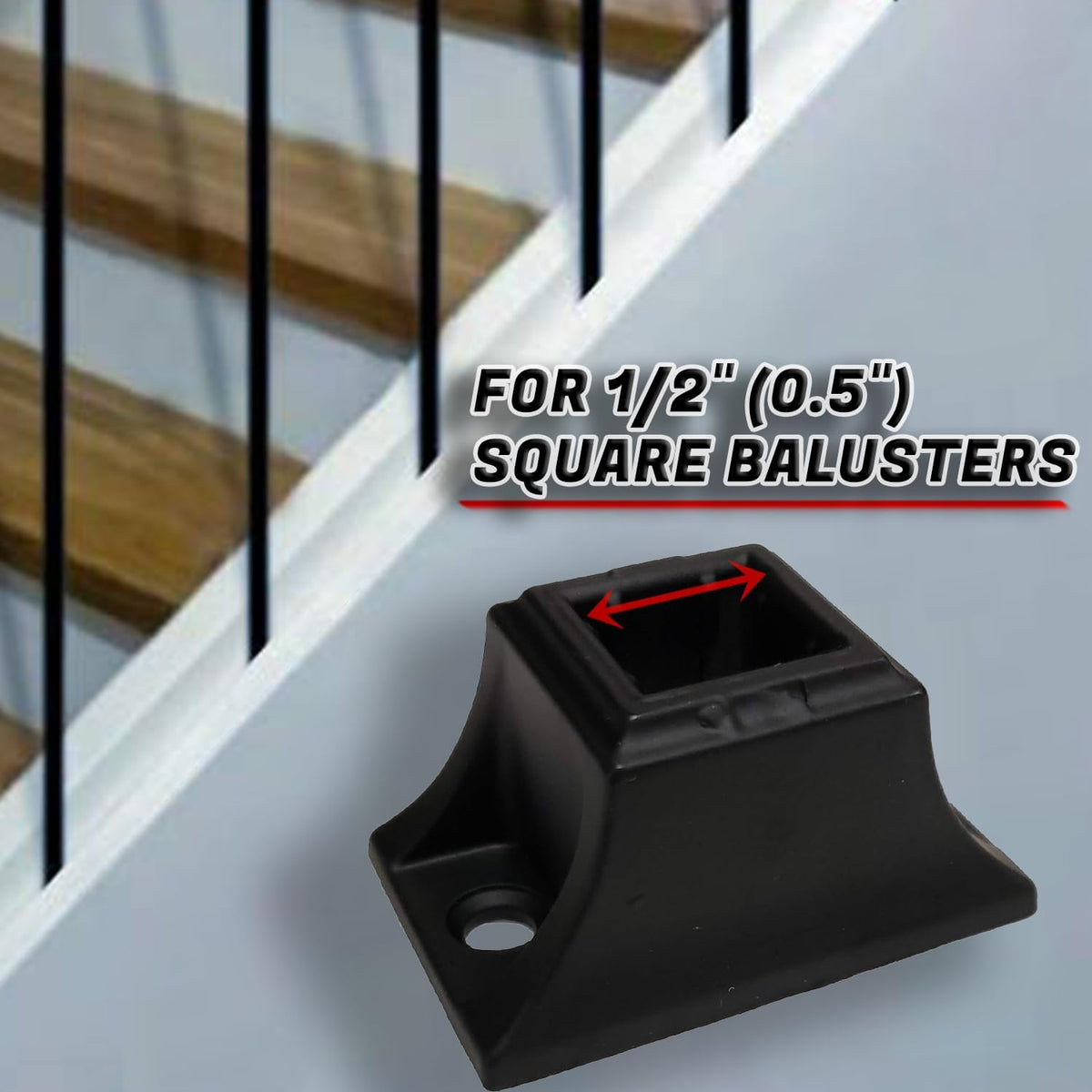 Satin black aluminum baluster base mount 10 pack angle